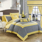 Embellish Patch Pleated Duvet Set -Yellow & Gray (072)